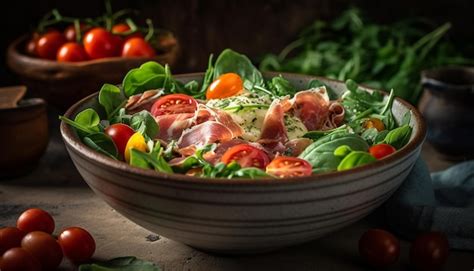 Premium Ai Image Fresh Gourmet Salad With Cherry Tomatoes And