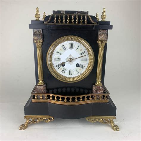 Black Slate And Marble Mantle Clock Bada