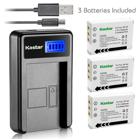 Kastar Battery LCD USB Charger For Fuji NP 95 FNP95 NP95 Fujifilm