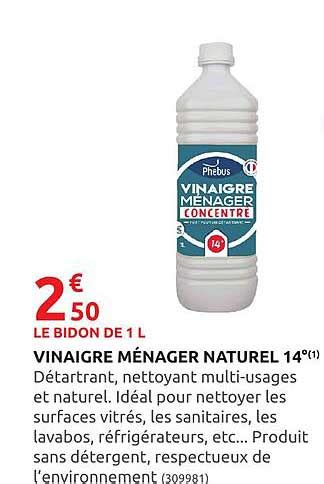 Promo Vinaigre Ménager Naturel 14 chez Rural Master iCatalogue fr