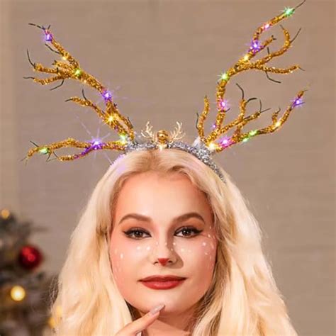 CASDRE Christmas Light Up Reindeer Antler Headband Xmas Hair Hoop