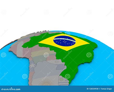 Mapa Del Brasil Con La Bandera En El Globo Stock de ilustración