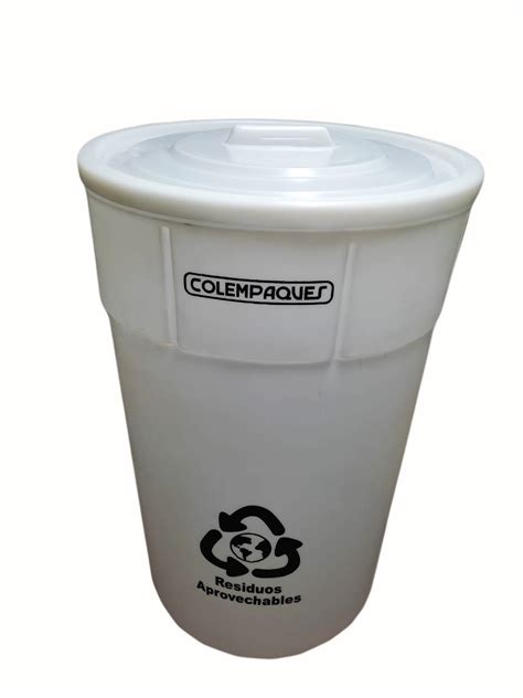 Caneca plástica de 208 litros con tapa plana plástico resistente