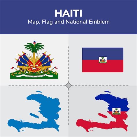 Premium Vector Haiti Map Flag And National Emblem