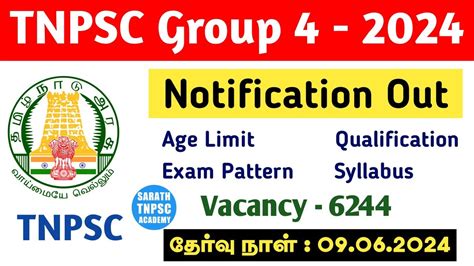 Tnpsc Group 4 Notification 2024 Complete Details Qualification Syllabus Sarath Tnpsc