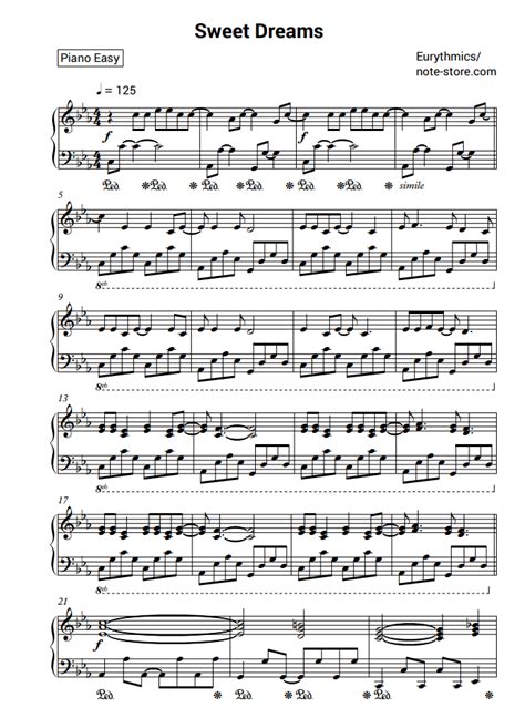 Eurythmics Sweet Dreams Sheet Music For Piano Download Pianoeasy