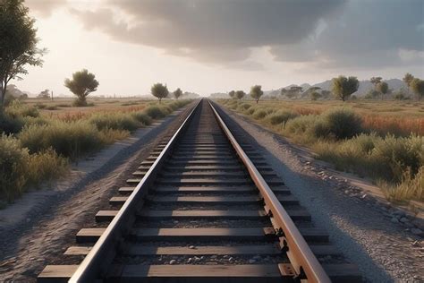 Premium Photo Two Parallel Railway Tracks Extending Into The Distance