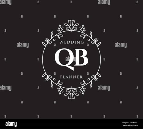 Qb Initials Letter Wedding Monogram Logos Collection Hand Drawn Modern