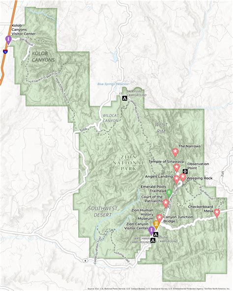 Zion National Park Map GIS Geography