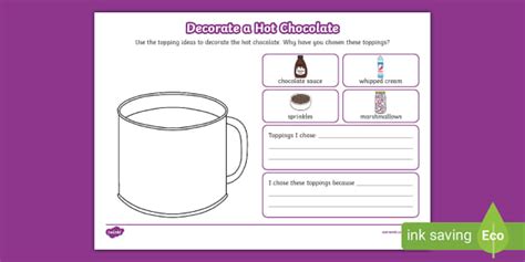 Decorate A Hot Chocolate Worksheet Teacher Made Twinkl