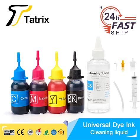 50ml Bottle Universal Dye Ink Bk C M Y Kit Compatible For Hp Canon Epson Brother