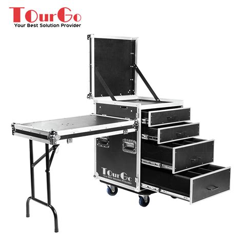 Tourgo Workstation Rack Flight Cases Drawers With Side Table Tourgo