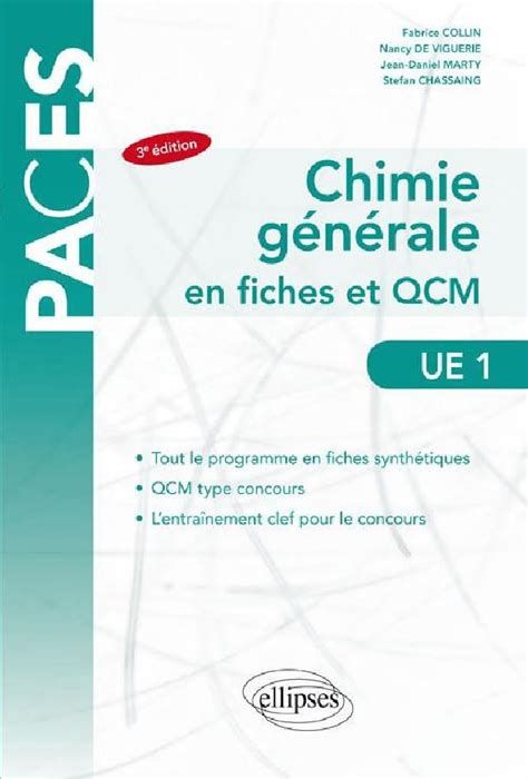 Chimie G N Rale En Fiches Et Qcm Ue Collin De Marty Ellipses