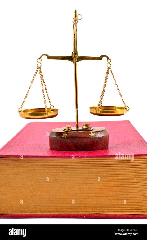 Book And Scales Of Justice Over White Background Stock Photo Alamy