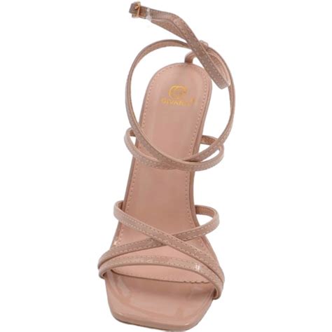 Sandali Donna Cerimonia Con Fascette Incrociate In Ecopelle Nude Tacco Spillo12cm Allacciatura