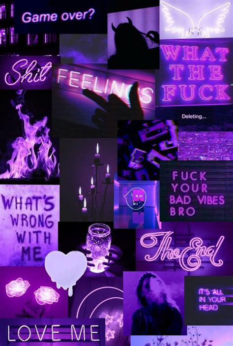 Boujee Purple Aesthetic Wall Collage Kit Neon Purple Wall Etsy Artofit