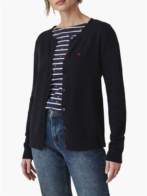 Crew Clothing Heart Cardigan Navy Blue At John Lewis And Partners