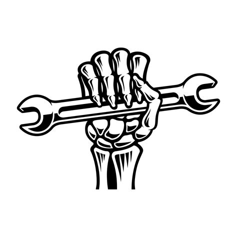 Skeleton Hand With A Wrench Vector Art At Vecteezy