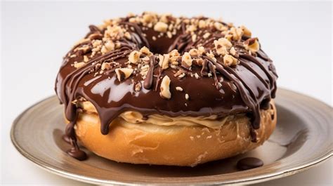 Um Donut Recheado Nutella Cremoso E Coberto Cobertura De