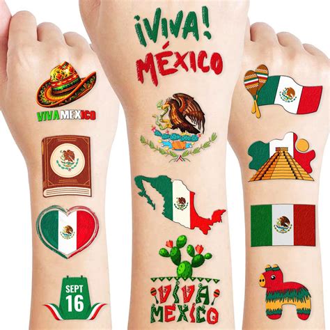 Amazon.com : 8 Large Mexico Flag Tattoos: Mexican World Cup Party