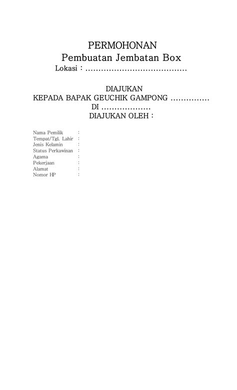 Contoh Surat Proposal Usulan Jembatan Box Pdf