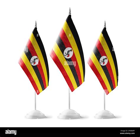 Small National Flags Of The Uganda On A White Background Stock Photo