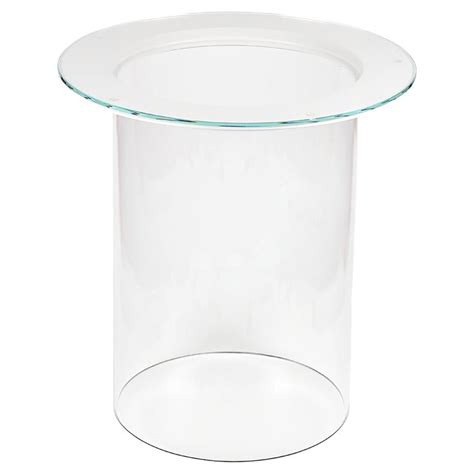 Modern Round Side Table with Glass and White Finish For Sale at 1stDibs