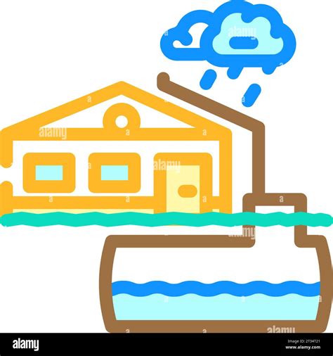 Rainwater Harvesting Green Living Color Icon Vector Illustration Stock