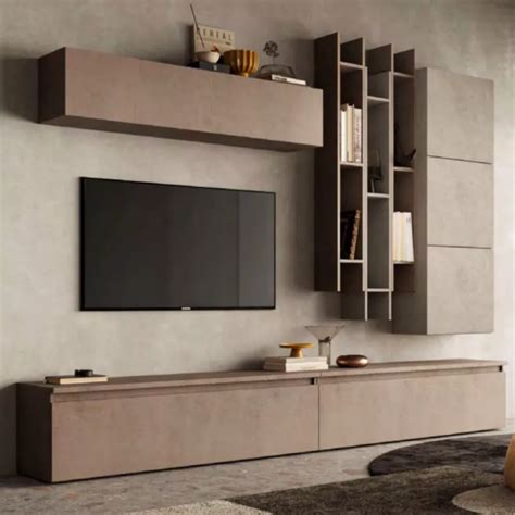 Parete Attrezzata 276x40x210h Cm Bronzo E Argilla Clary