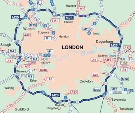 Digital vector map of Greater London-M25 with roads @250k scale in illustrator editable layered ...