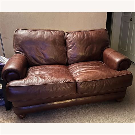 American Leather Brown Leather Loveseat Aptdeco