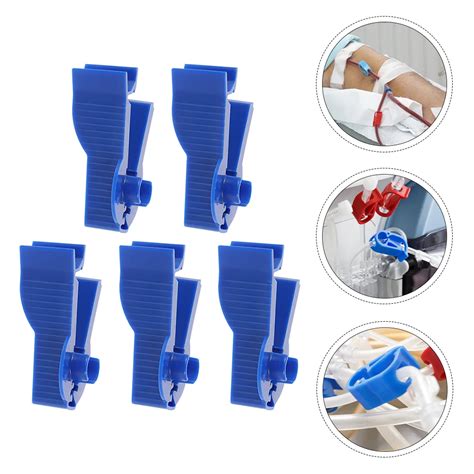 5 Pcs Permeable Pipe Clamp Peritoneal Supply Control Clip Blue