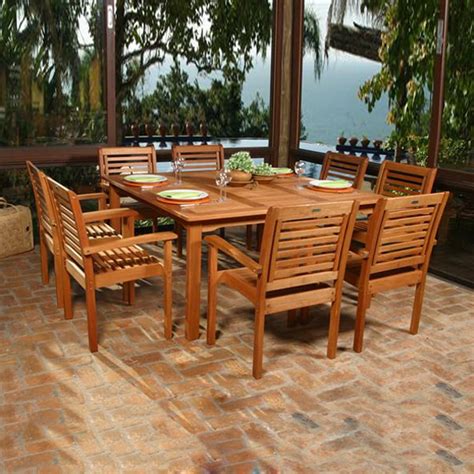 Shop International Home Amazonia 9-Piece Brown Eucalyptus Patio Dining ...