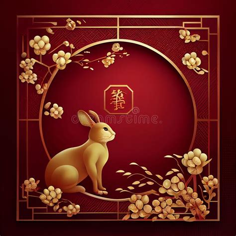 Red Chinese New Year Background with Golden Frame. Generative AI Stock Illustration ...