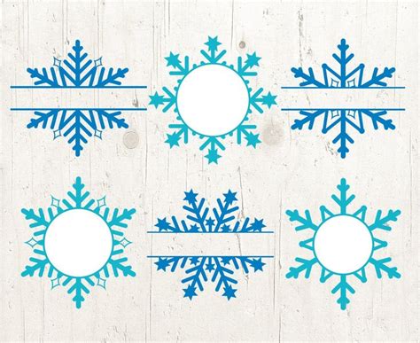 Snowflake Svg Monogram Frames Snowflake Split Svg Christmas Etsy Monogram Frame Christmas