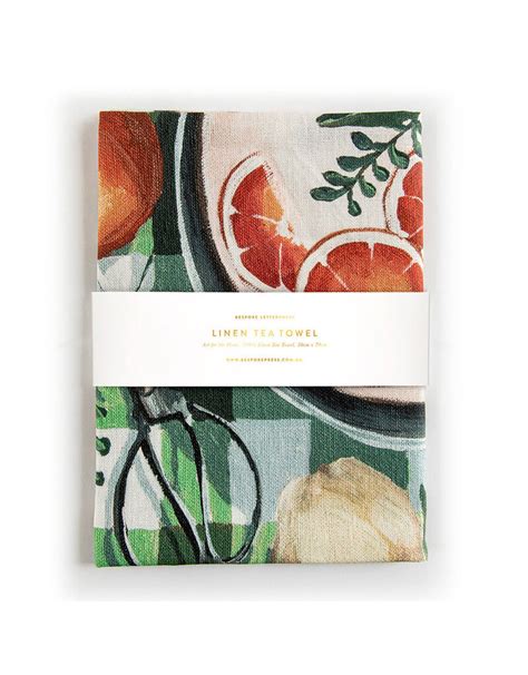 Bespoke Linen Tea Towel Oranges The Bottle Shop