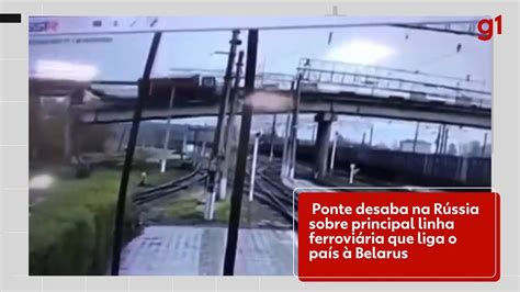 Vídeo flagra instante em que caminhão cai em linha de trem após ponte