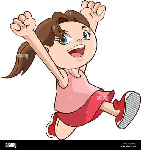 Happy Cheerful Child Girl Active Stock Vector Image And Art Alamy