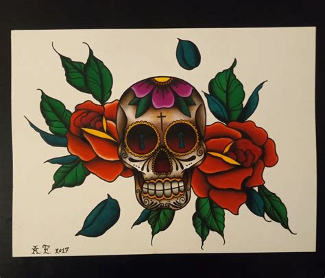 Sugar Skull Tattoo Flash Art