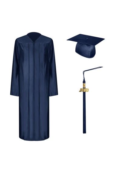 Shiny Navy Blue Graduation Cap Gown And Tassel Setmiddle School