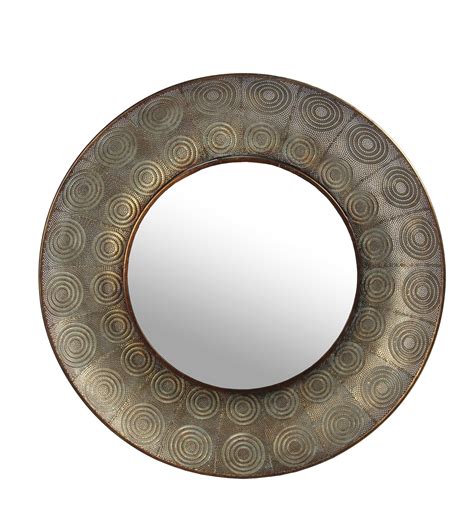 Large Hammered Copper Metal Round Wall Mirror Walmart