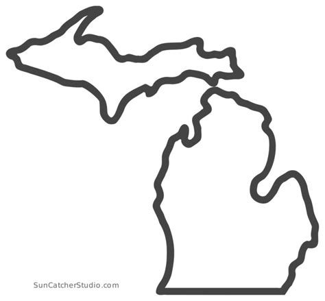 Michigan Map Outline Art