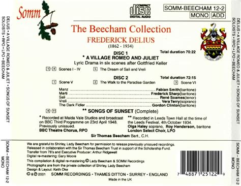 C M D Delius A Village Romeo And Julia CD