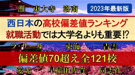 西日本の高校偏差値ランキング偏差値70超え全121校！各都道府県トップ3校も一挙紹介！ Youtube