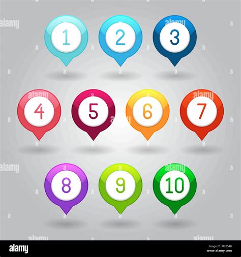 Map Markers With Numbers Vector Illustration Isolated On Gray