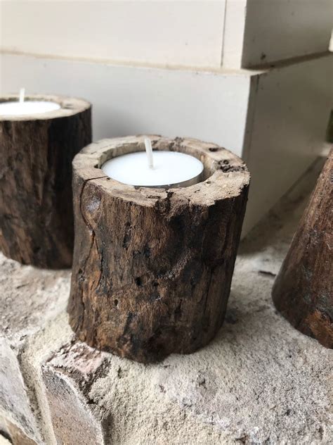 Drift Wood Tea Light Candle Holders Set Of 3 Etsy Canada Tea