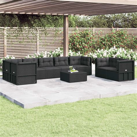 Micasa Italia Set Mobili Da Giardino Con Cuscini Pz Nero In Polyrattan