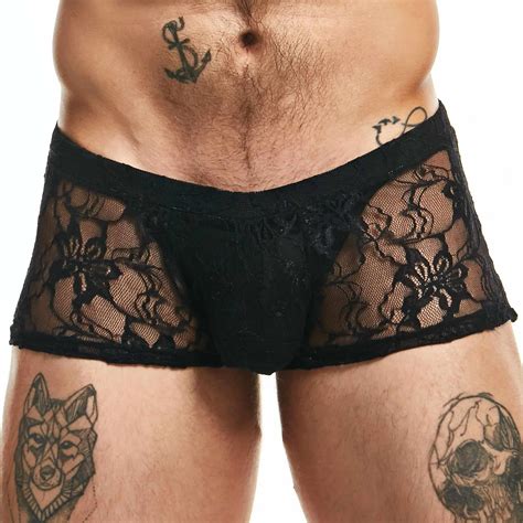 Sexy Boy Lingerie Lace Trunks Black INDERWEAR
