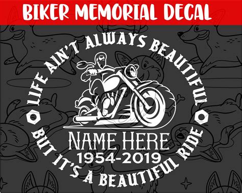 Beautiful Ride Biker Memorial Vinyl Tribute Sticker In Etsy