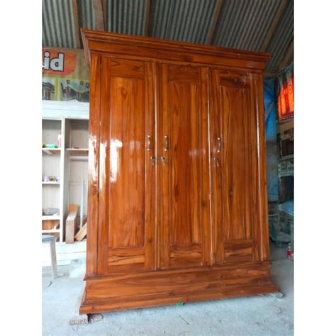 Jual Lemari Pakaian Lemari Baju 3 Pintu Kayu Jati Finishing Plitur